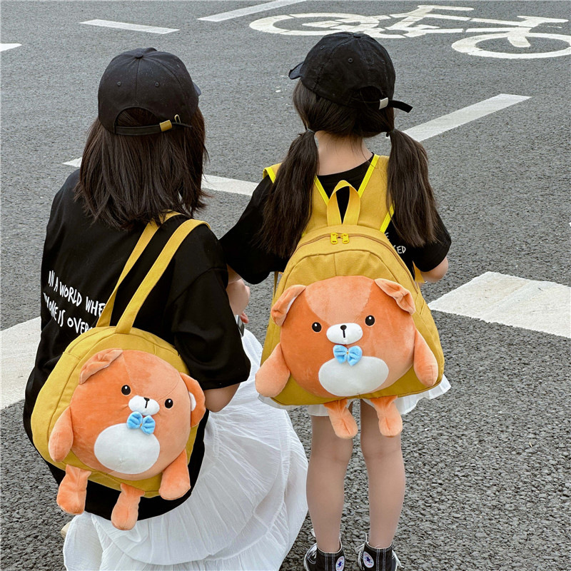 New cartoon cute doll bag, parent-child single-shoulder bag, large-capacity outdoor baby crossbody fashionable canvas children's bag Application Scenario