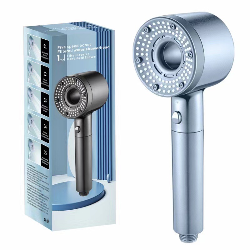 Cross-border Special Experience Hollowed-out pressure-increasing handheld showerhead, powerful showerhead, bathroom shower filter, shower head Item Picture