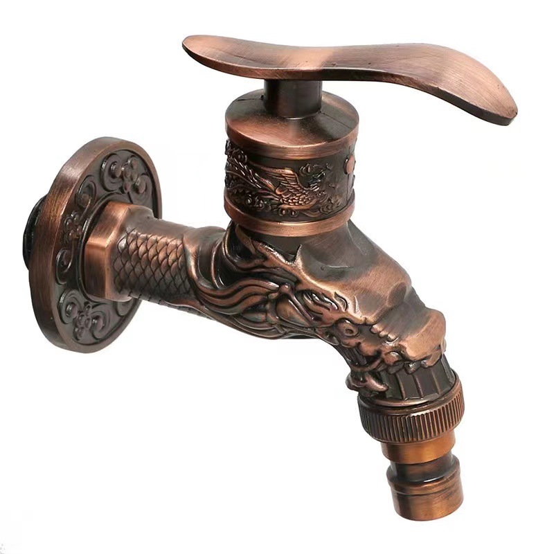 Antique-style European-style washing machine faucet, wall-mounted retro single-cooling faucet, mop sink, zinc alloy faucet for export full figure