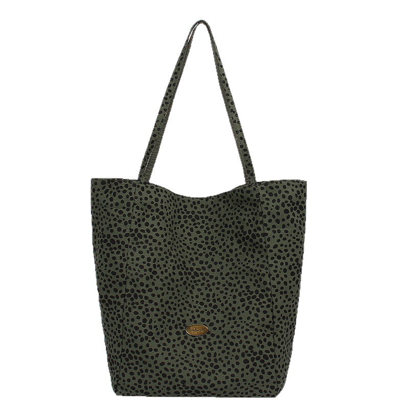 2025 New niche design checkered canvas bag, casual large-capacity double-sided single-shoulder bag, women's commuter bucket bag Item Picture