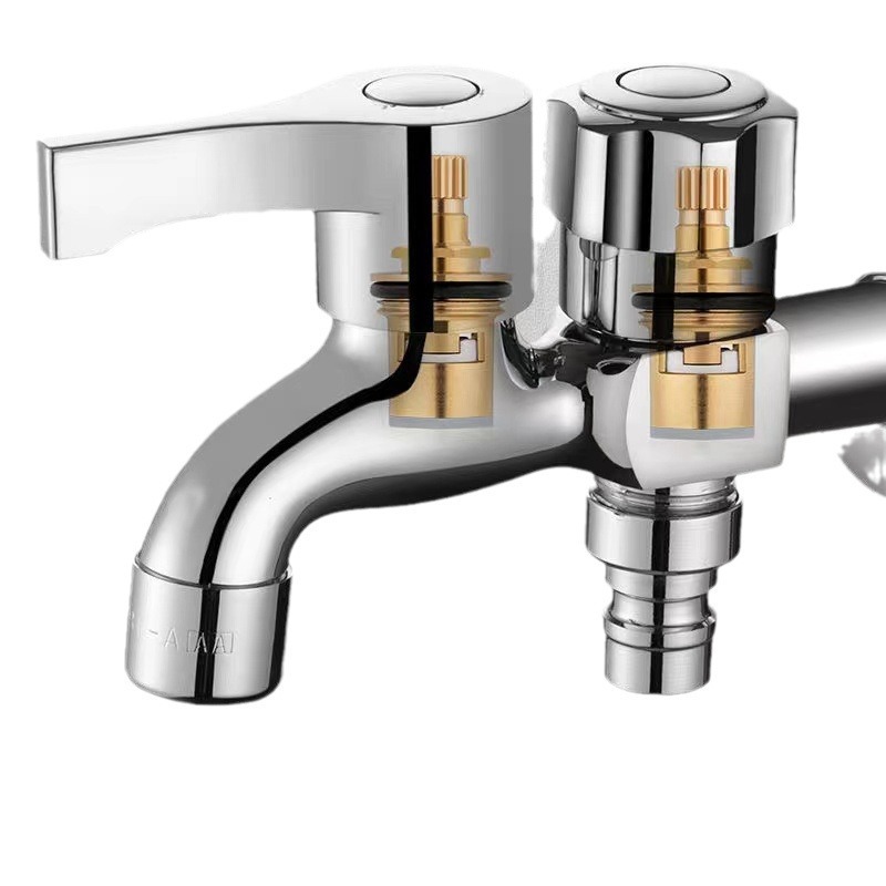 All-copper one-in-two-out dual-water faucet, multi-functional one-minute two-in-one washing machine faucet, direct supply from the manufacturer, dual on and dual control Application Scenario