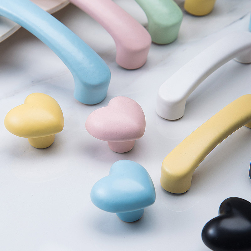 In-stock ceramic handles for children's wardrobes, sticky handrails, simple cabinet door handles, cross-border cartoon drawer hooks details Picture