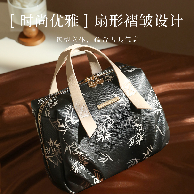 New Chinese-style makeup bag for women, 2024 Portable large-capacity toiletry bag, zoned cosmetics storage bag details Picture