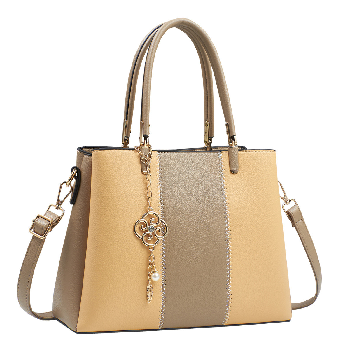 New Spring/Summer 2024 crossbody bag for women, large-capacity handbag, middle-aged mom bag, color-blocking commuter women's bag Item Picture