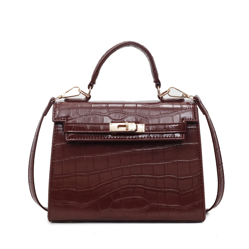 Cross-border stone-patterned handbag, stylish Kelly bag 2025 new style, trendy and fashionable single-shoulder bag, retro crossbody bag for women Item Picture