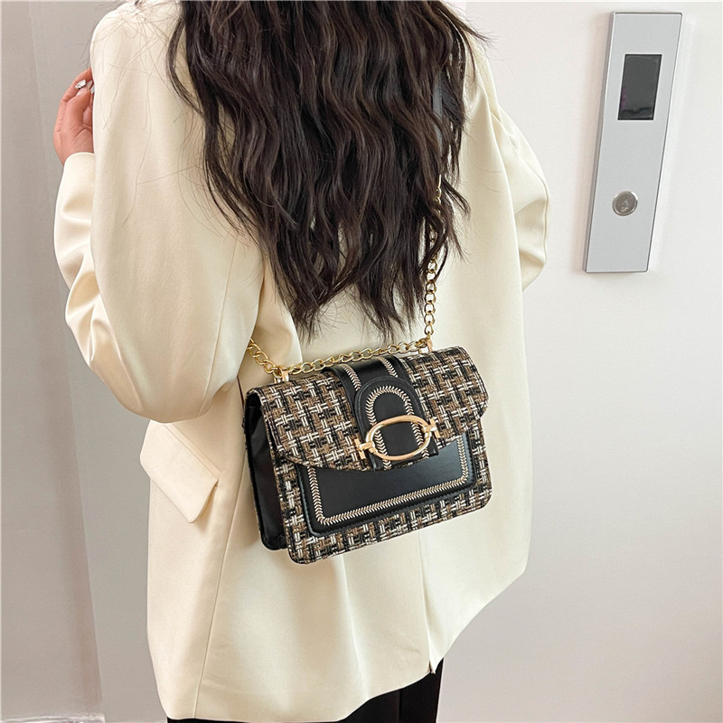 Chanel chain bag, stylish 2025 new style small bag, women's crossbody single-shoulder bag, hand-held woven bag Specification drawing