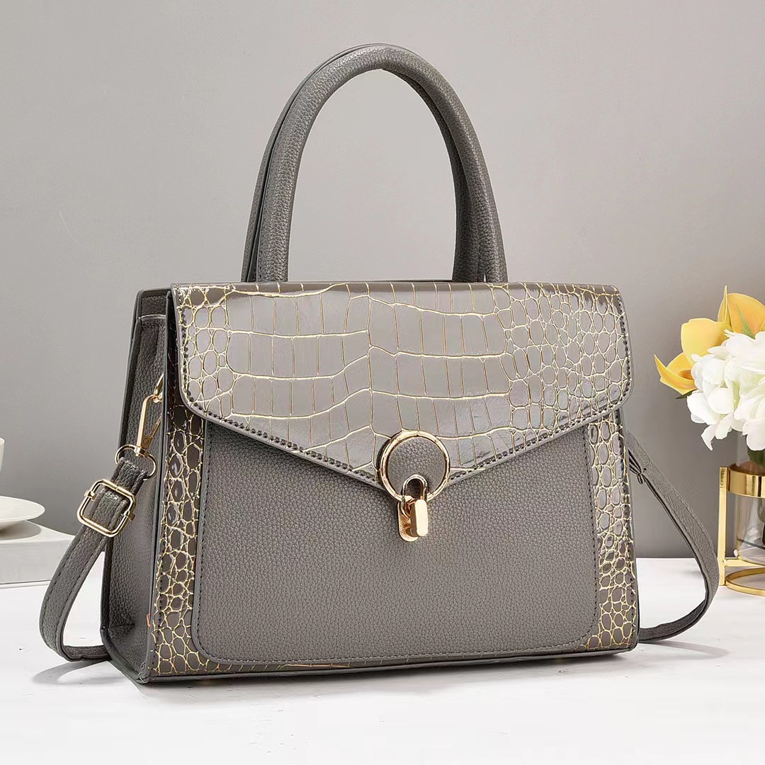 New women's handbag 2024, European and American fashion shiny leather crocodile pattern cross-border trendy single-shoulder crossbody bag wholesale Specification drawing