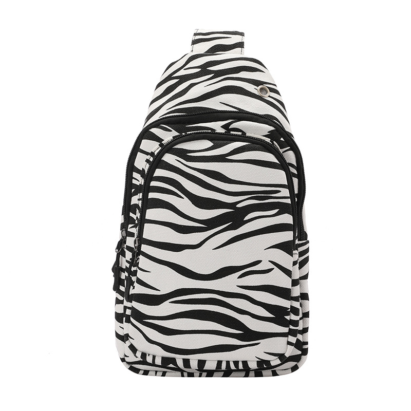 Trendy printed canvas small bag, trendy check pattern, fresh and cute girl's chest bag, fashionable for going out, mobile phone, coin purse Item Picture