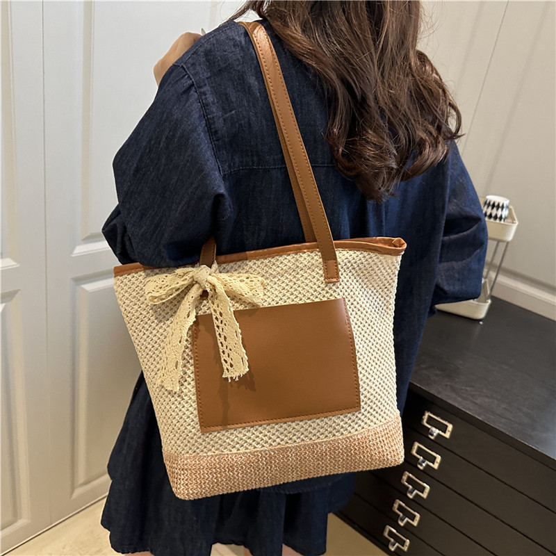 Woven straw bag for women, large capacity 2025 new summer versatile hollowed-out tote bag, beach vacation bag Specification drawing