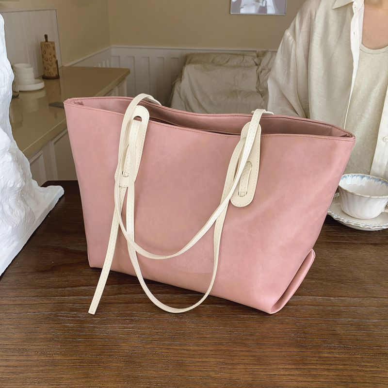 Large bag, women's large capacity, 2025 summer new textured tote bag, college student commuting bag, single-shoulder bag full figure