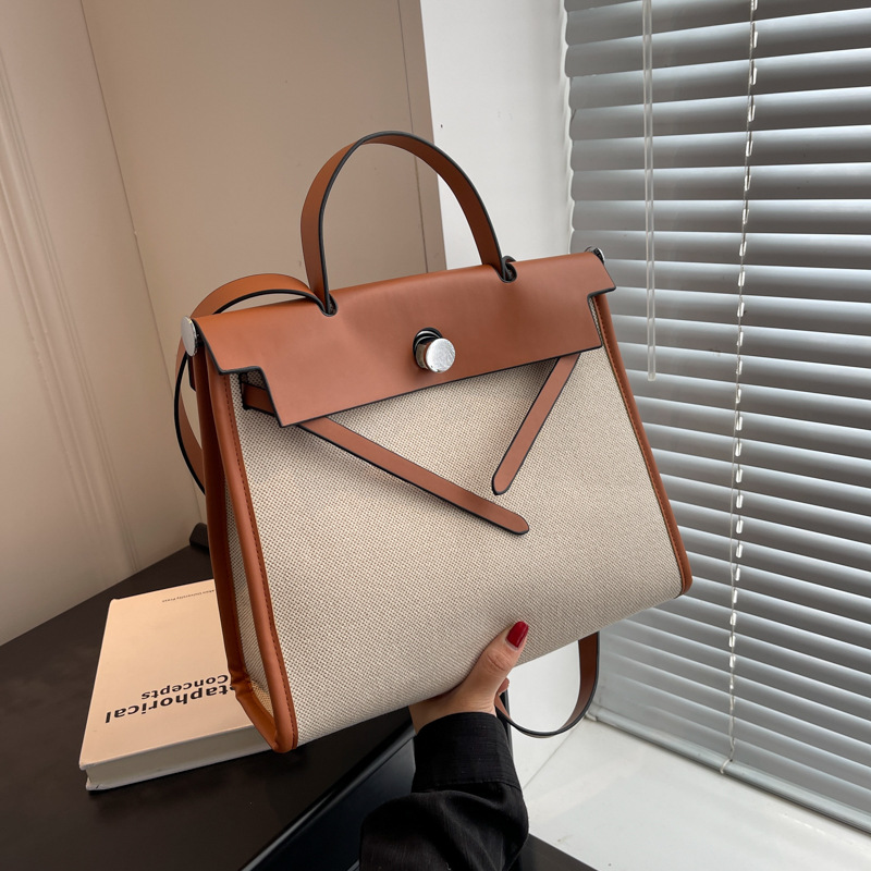 Commuting bag, large-capacity women's bag, 2023 new trendy and fashionable single-shoulder crossbody bag, high-end quality hand-held Kelly bag full figure