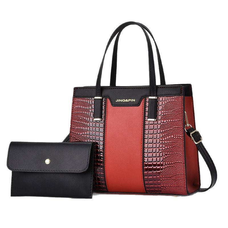 Elegant ladies' hand-held crossbody single-shoulder bag, color-blocking fashionable set bag, practical cross-border trend mother-and-child bag series Item Picture