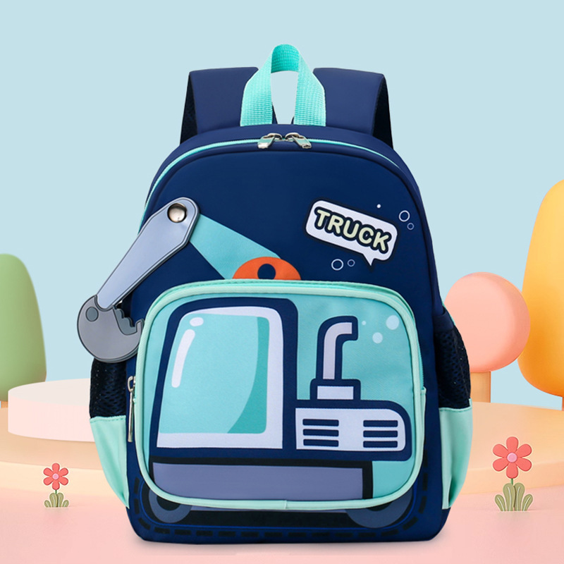 Children's kindergarten backpack, 3-4-5 years old excavator lightweight backpack, large-capacity boys' schoolbag for small, medium and large classes full figure