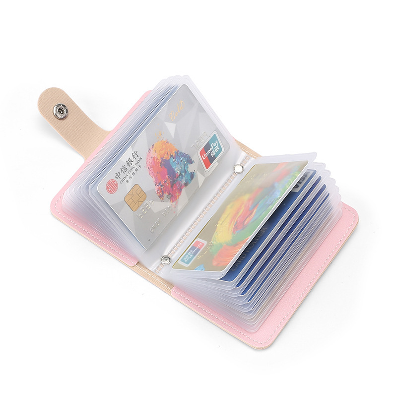 Cute cartoon card case for women, ultra-thin large-capacity anti-demagnetization multi-slot driver's license case, portable and universal snap wallet Item Picture