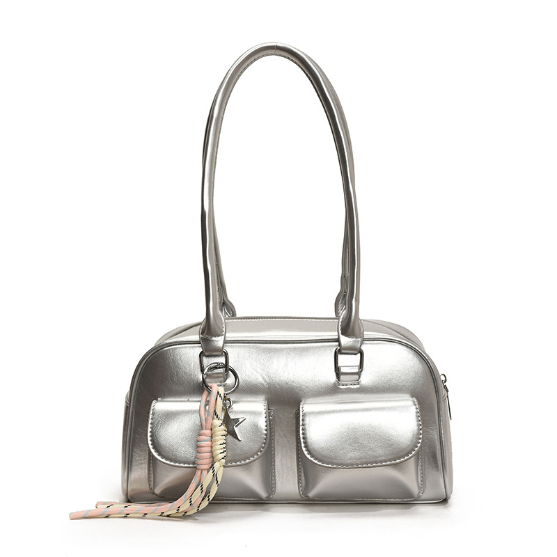 Retro and unique commuter double-pocket handbag 2025 new style, niche design, stylish and trendy, single-shoulder underarm bag Item Picture