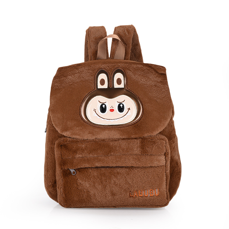 Cartoon cute plush flip-top backpack for college students, large capacity, cute and versatile commuting cartoon style Item Picture