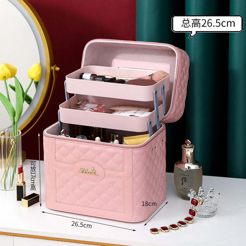 Wholesale of light luxury and practical makeup bags for women with high appearance standards, portable waterproof cosmetics storage boxes, and large-capacity makeup cases Specification drawing