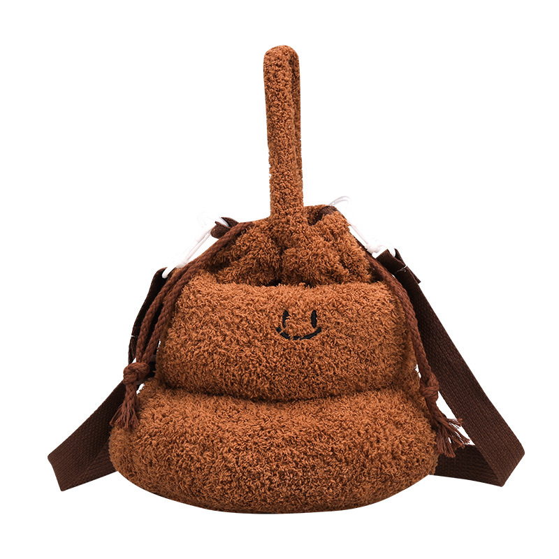 New cartoon creative poop hand-held crossbody bag for girls, cute and funny, niche drawstring single-shoulder bag factory direct sales Item Picture