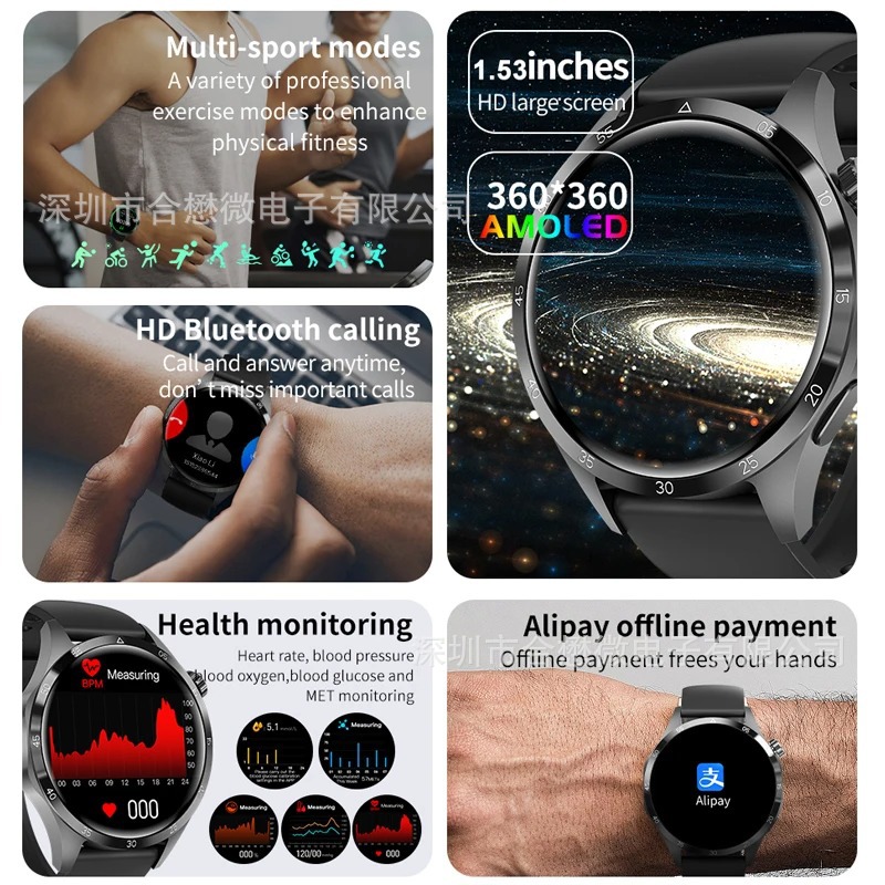 The new GT4pro + cross-border exclusive smartwatch features Bluetooth calls and multiple sports modes details Picture