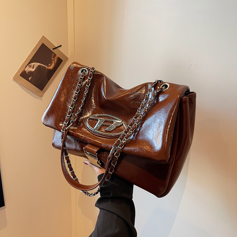 Large-capacity single-shoulder crossbody bag 2025 new style Chanel-style tote large bag, elegant Dingle bag, chain wandering bag Specification drawing