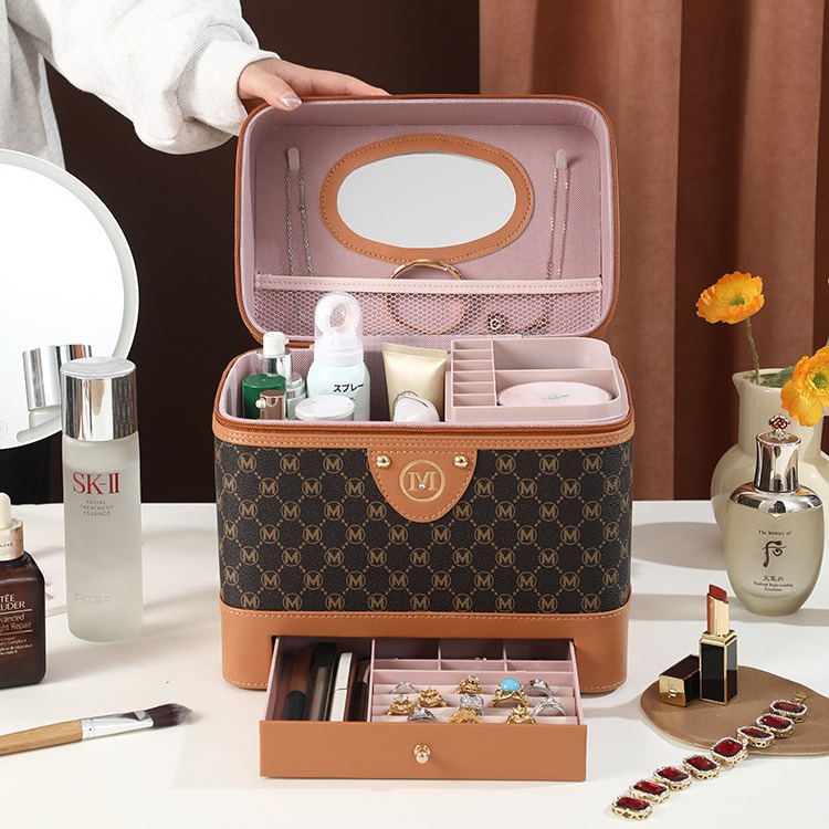 Wholesale cosmetic boxes, large-capacity cosmetic and skin care products, jewelry storage boxes, women's portable multi-functional hand-held toolboxes details Picture