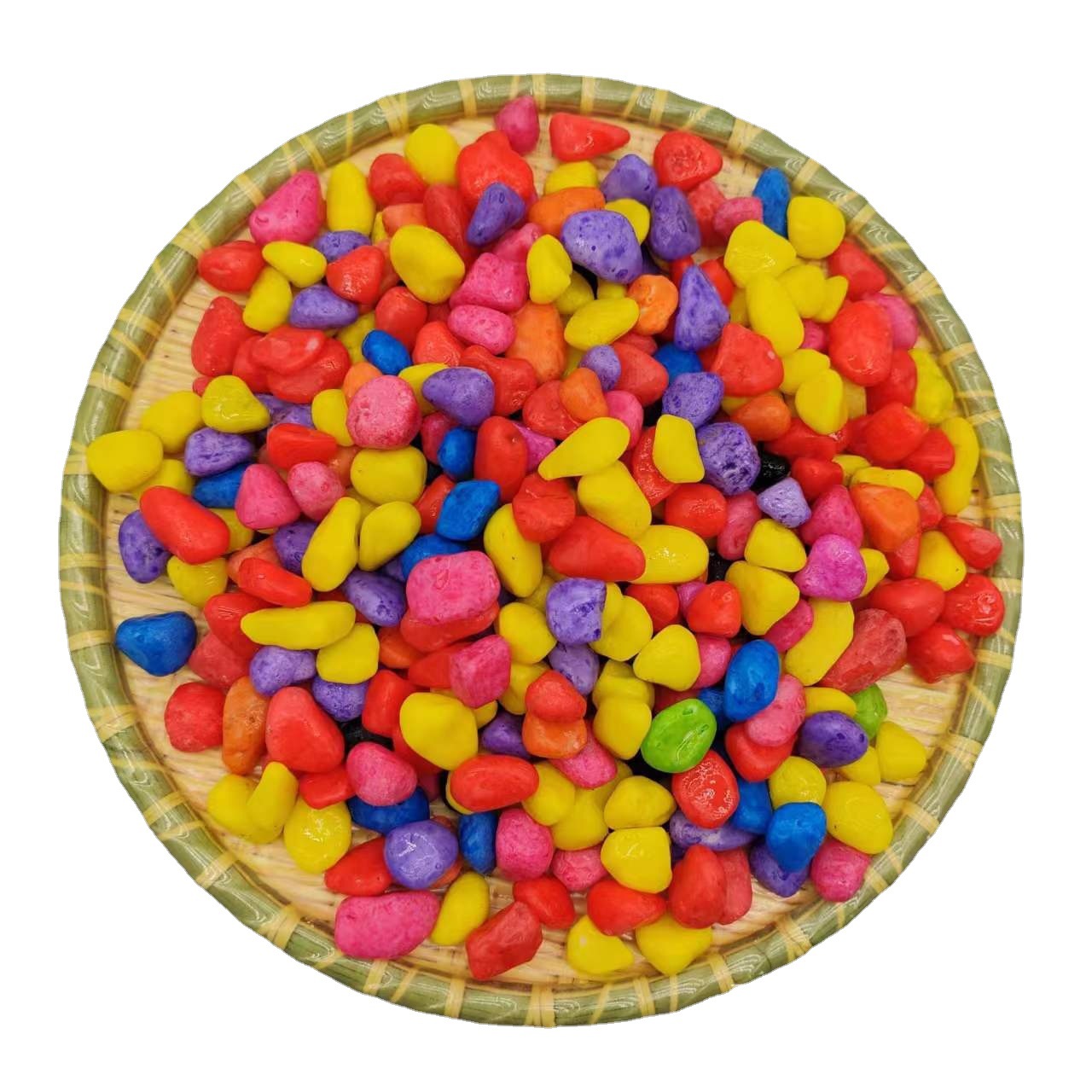Wholesale of five-color stones, colored pebbles, children's entertainment fish tanks, landscaping dyed pebbles, colored pebbles and pebbles in stock Item Picture