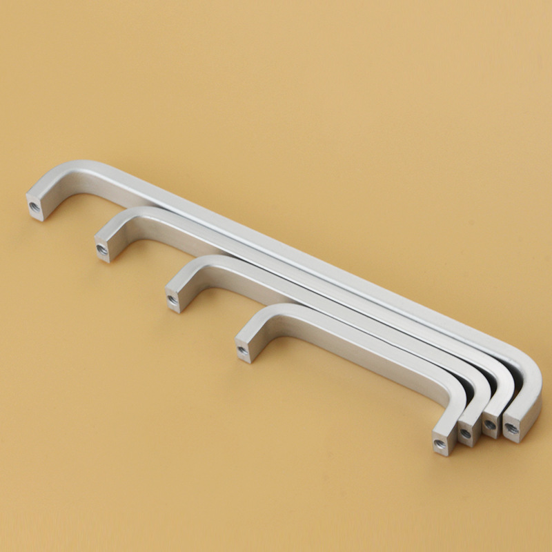 Solid space aluminum alloy drawers, cabinets, aluminum alloy door handles, aluminum pulls, hardware cabinet doors, curved two-hole pulls Application Scenario