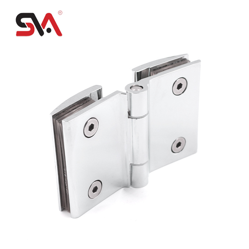 Wholesale electroplated sand nickel brass double-sided movable bathroom glass door hinge grid hinge engineering accessories hardware details Picture