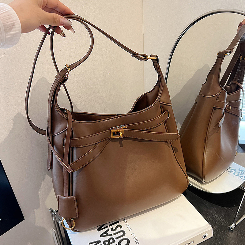 Retro bag for women, large capacity 2024 new style, casual, versatile and fashionable single-shoulder crossbody bag, simple for work and commuting Specification drawing