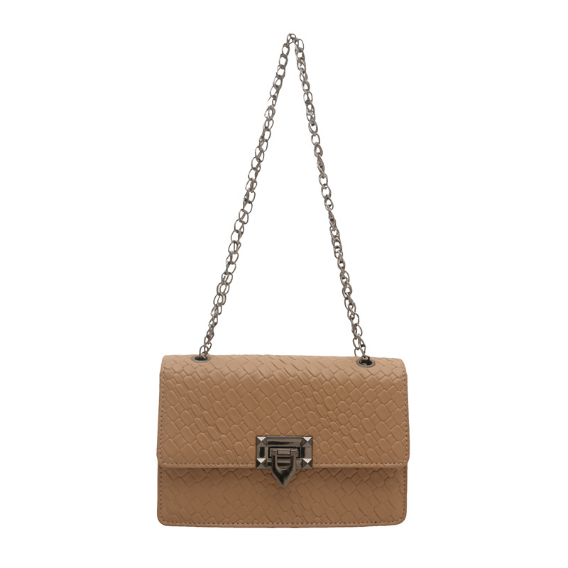 Chain small square bag, street trend fashion and individuality, stone pattern crossbody women's bag, new summer casual and simple single-shoulder bag Item Picture