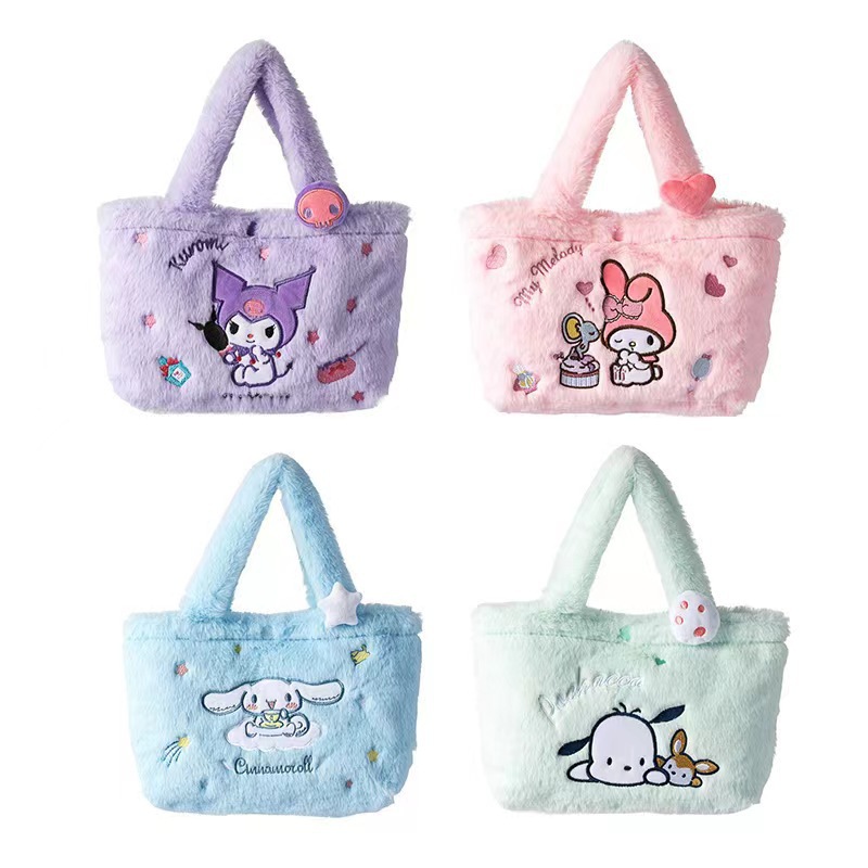 Sanrio Kuromi handbags for cross-border trade, cinnamon dog plush toy backpacks, cute children's versatile bags full figure