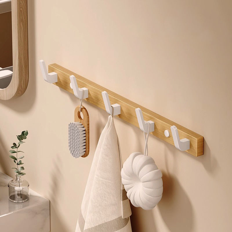 Walnut wood clothes hanger, solid wood hook, bedroom door behind clothes hook, bathroom entrance, hotel decoration row hook, coat hook Application Scenario