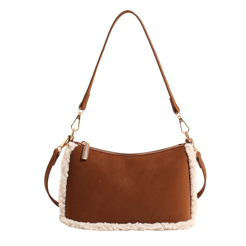 The 2024 new underarm bag, featuring a fluffy patchwork style, is a casual, high-end, and stylish single-shoulder bag with a trendy and fashionable crossbody style Item Picture