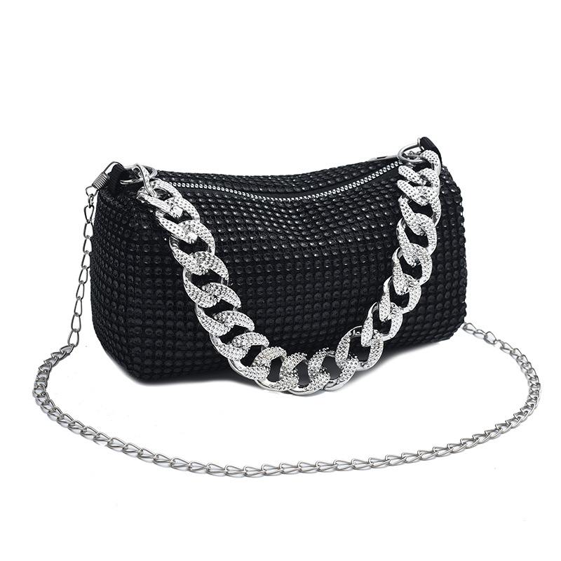 Full Diamond bag for women, Spring/Summer 2024 new ins hot diamond banquet bag, high-quality chain water diamond single-shoulder crossbody bag Item Picture
