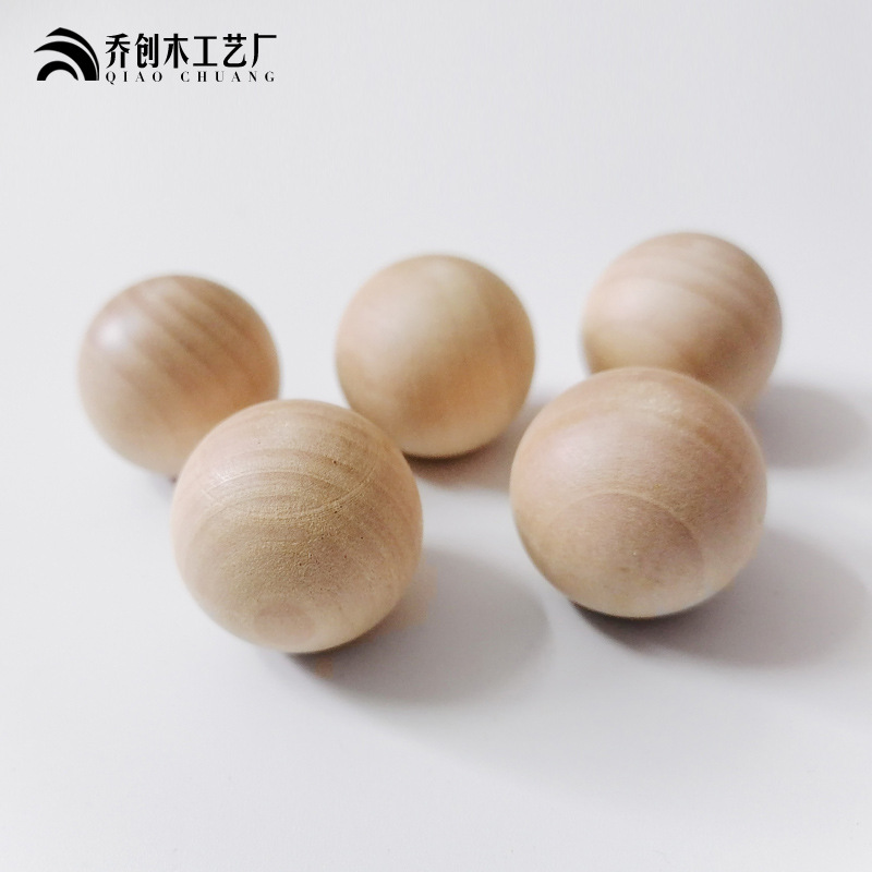 Solid wood round ball handle, wooden single-hole drawer, wooden bead handle, simple Chinese-style home wooden cabinet door handle Specification drawing