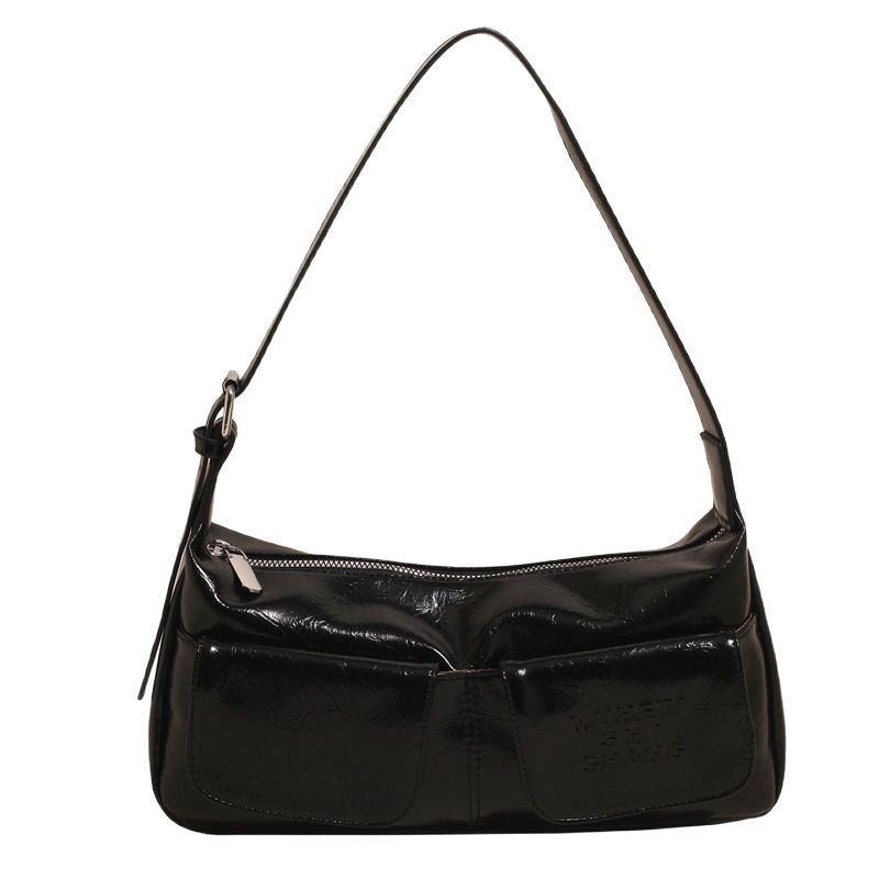 High-quality and fashionable multi-pocket underarm bag for women, 2025 new Korean-style motorcycle bag, single-shoulder bag, trendy solid color crossbody bag Item Picture