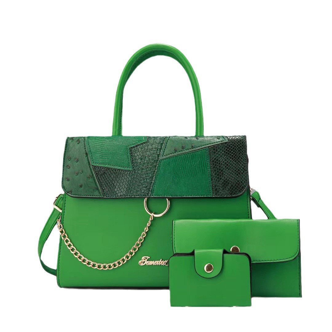 Mom bag, high-end European and American three-piece set, mother and child bag, large capacity bag, tote bag, factory women's bag Item Picture