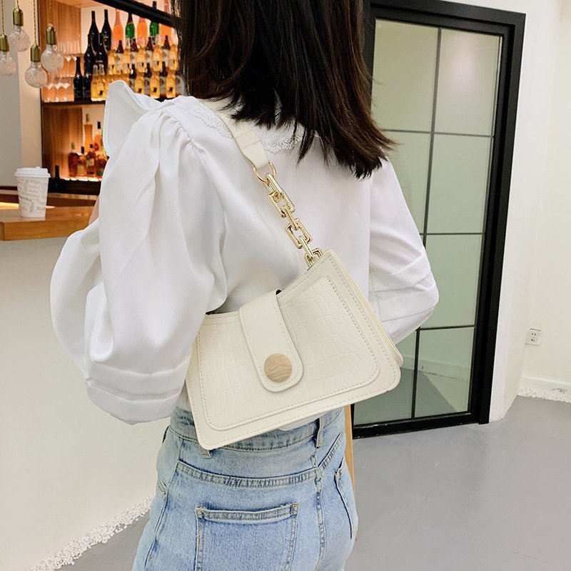 Summer women's crocodile-patterned small bags, 2023 popular new trendy and fashionable single-shoulder underarm bags, casual baguette bags Specification drawing