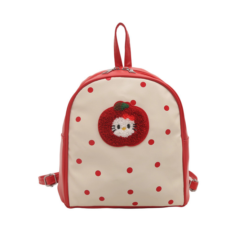 Cute Apple polka dot cat mini backpack for women 2025 New trendy and fashionable school-style backpack and handbag Item Picture