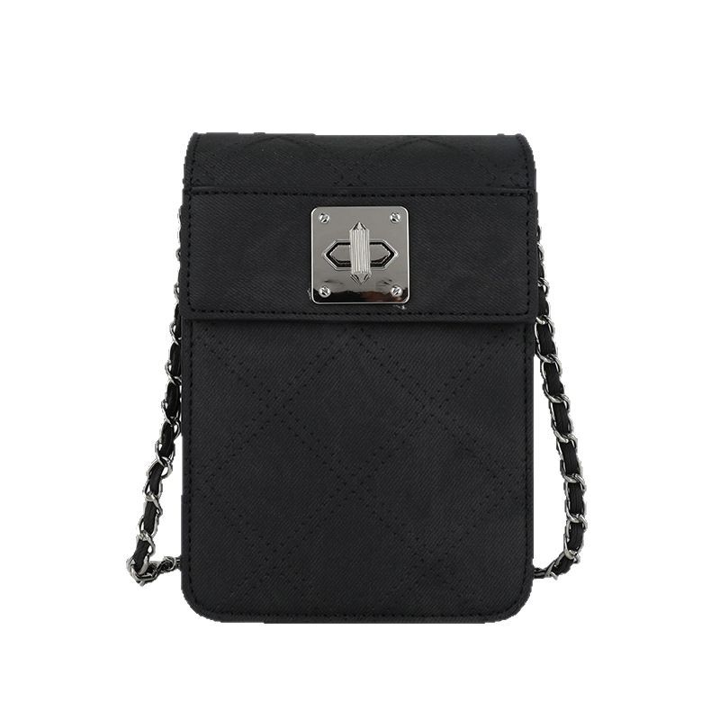 Simple embossed diamond-shaped chain mini bag for women 2025 new style, fashionable and versatile solid color single-shoulder crossbody bag Item Picture