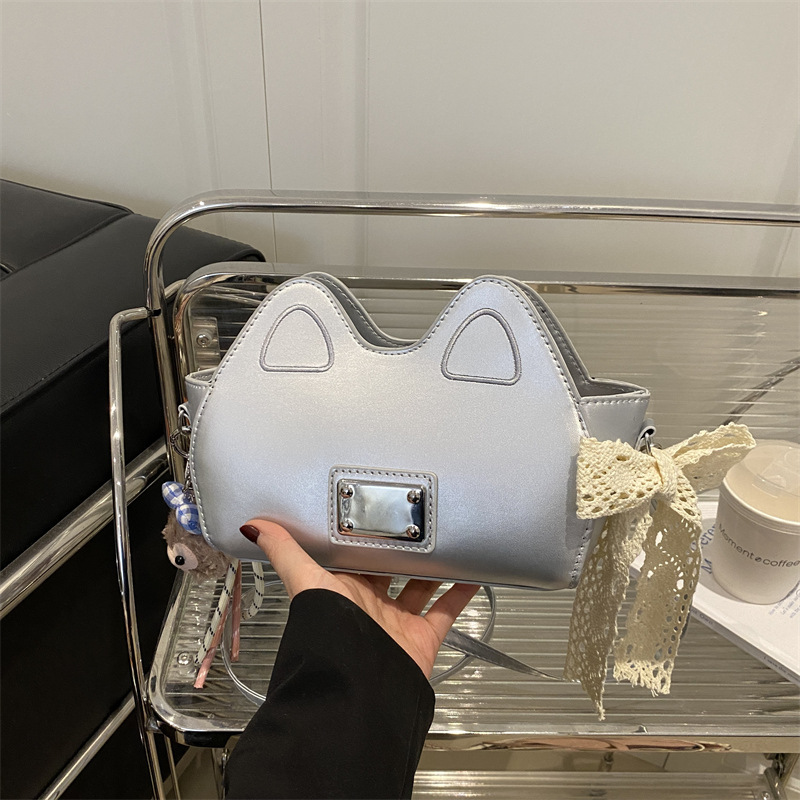 Niche fashion trend bag, women's personalized cat retro versatile single-shoulder bag, casual women's crossbody bag for shopping full figure