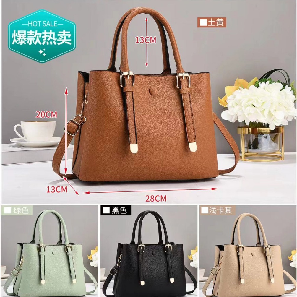 Cross-border handbag for women 2024 New style lychee pattern handbag, fashionable and trendy, large-capacity single-shoulder women's bag, crossbody large bag details Picture
