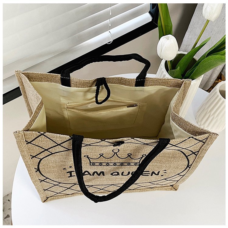 Harajuku retro hand-held tote women's bag, simple and lightweight linen, large-capacity women's handbag wholesale, cross-border bag Application Scenario