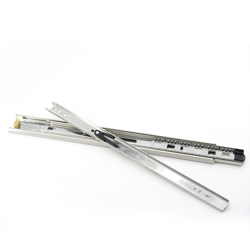 Tuochen three-section steel ball slide rail wardrobe silent buffer slide rail track drawer telescopic damping rebound guide rail Specification drawing