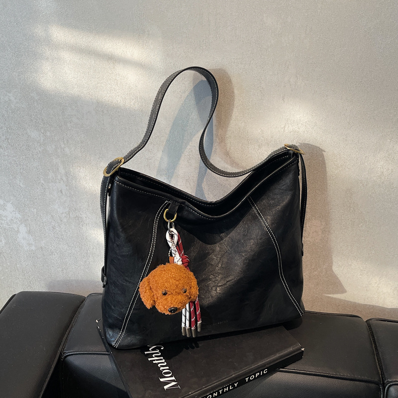 Retro women's 2024 new style Maillard single-shoulder bag with a high-end feel, large-capacity tote bag, commuter crossbody bag Specification drawing
