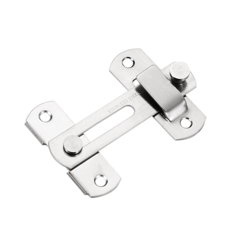 Stainless steel door latch, 90-degree right-angle sliding door buckle, latch, thickened household lock, left and right safety pins, pet door latch Item Picture