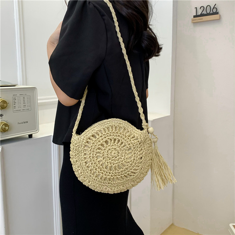The 2025 new hand-woven bag is a super popular single-shoulder bag for women in summer and a small round straw bag for beach vacations full figure