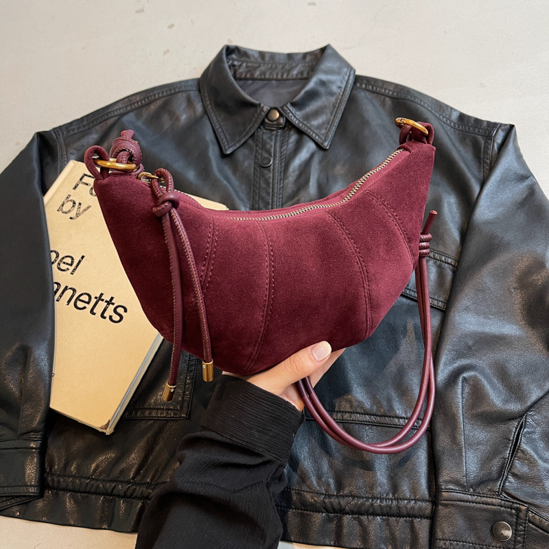 2024 New style women's retro niche croissant bag, versatile dumpling bag, single-shoulder crossbody women's bag, casual handbag Specification drawing