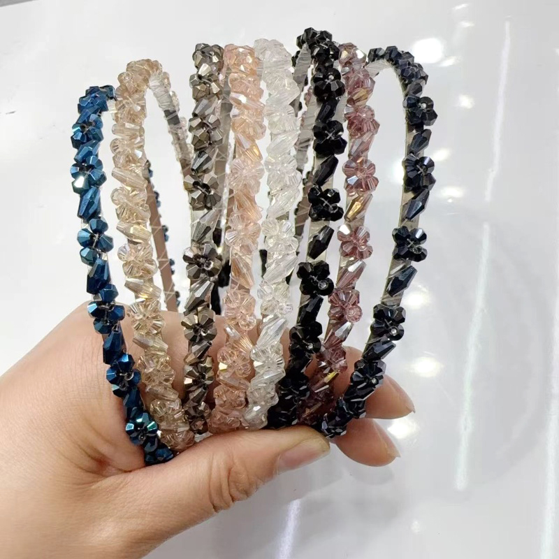 新款水晶发箍防滑高级头箍百搭时尚头饰纯手工双排水晶发饰简约女