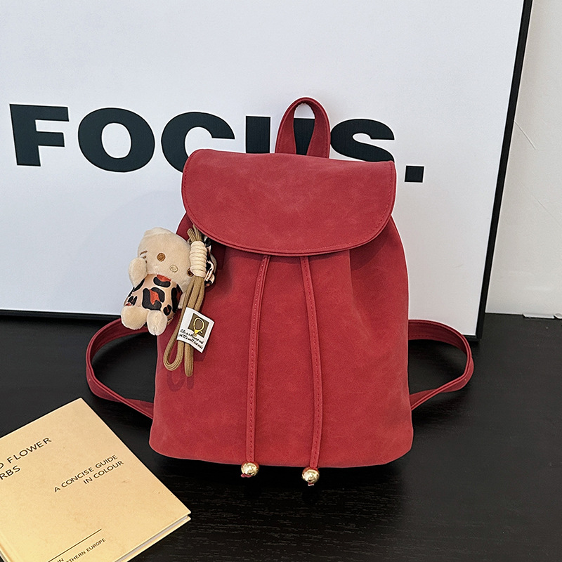 Korean forest-style suede backpack for women, 2024 new retro high-end texture schoolbag, niche design travel backpack details Picture